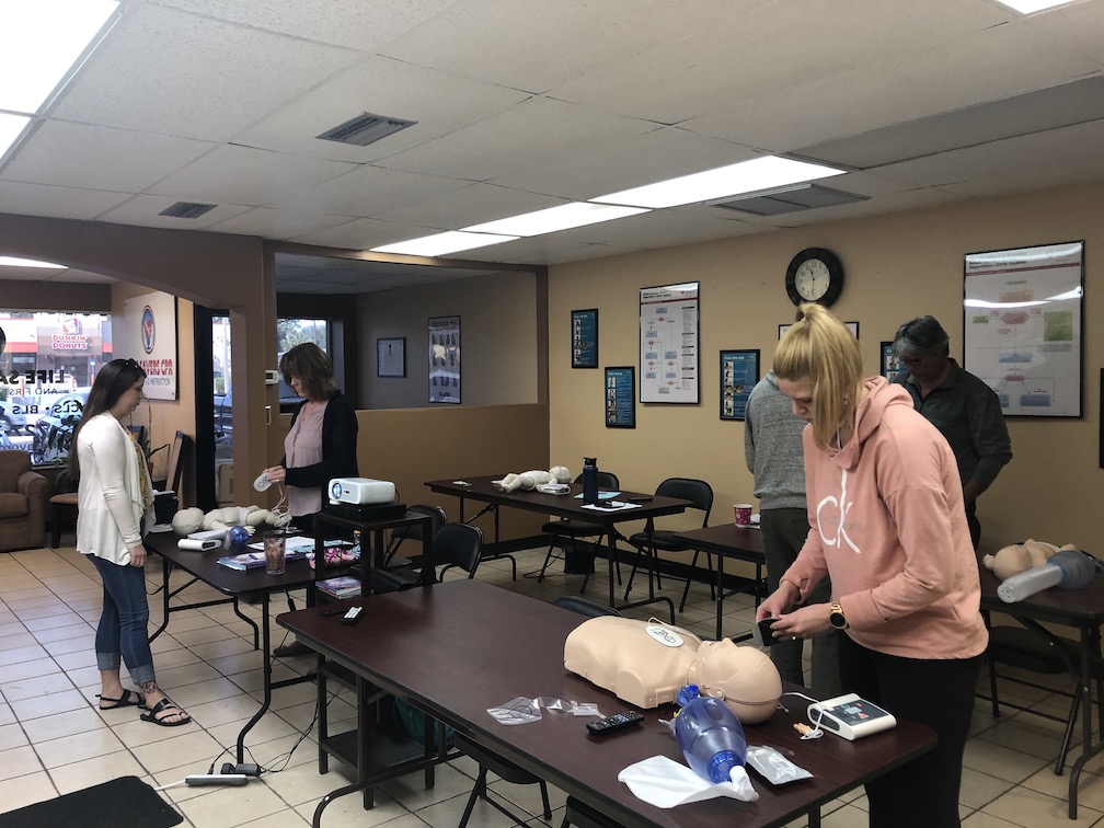 five people training for heartsaver first aid saint petersburg store