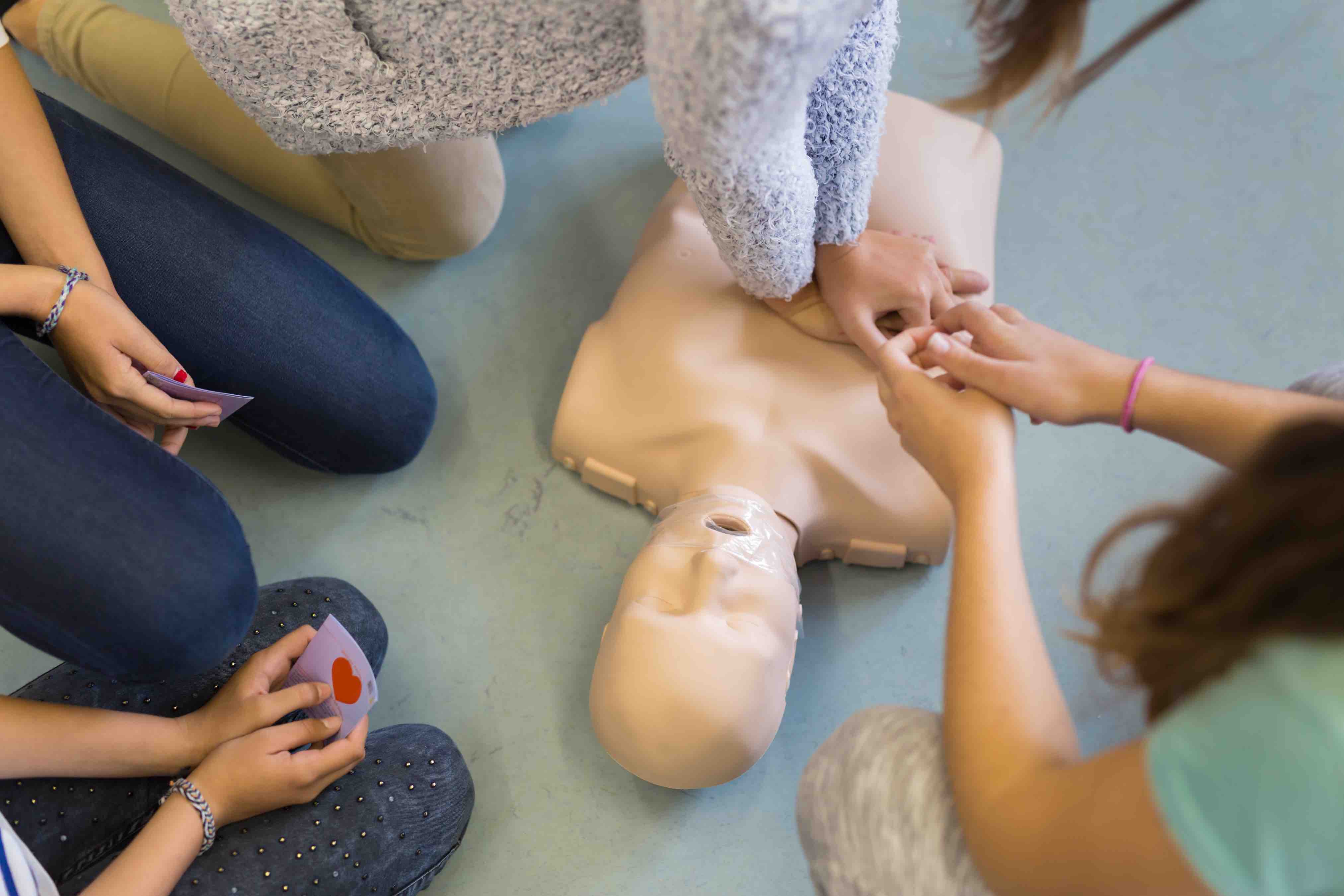 first aid & cpr related words and phrases in collage of words